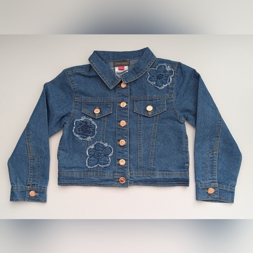 NWT Vince Camuto Kids (Sz 4) Jean Jacket w/Floral & Gold Accents & Side Pockets